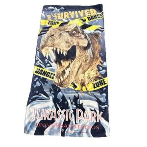 Vintage Jurassic Park Beach Towel Universal Studios Raptor T-Rex 54X27 I Survive